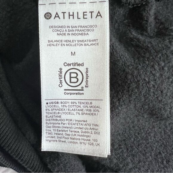Athleta Half Button Crew Sweatshirt Black size M - Picture 4 of 4